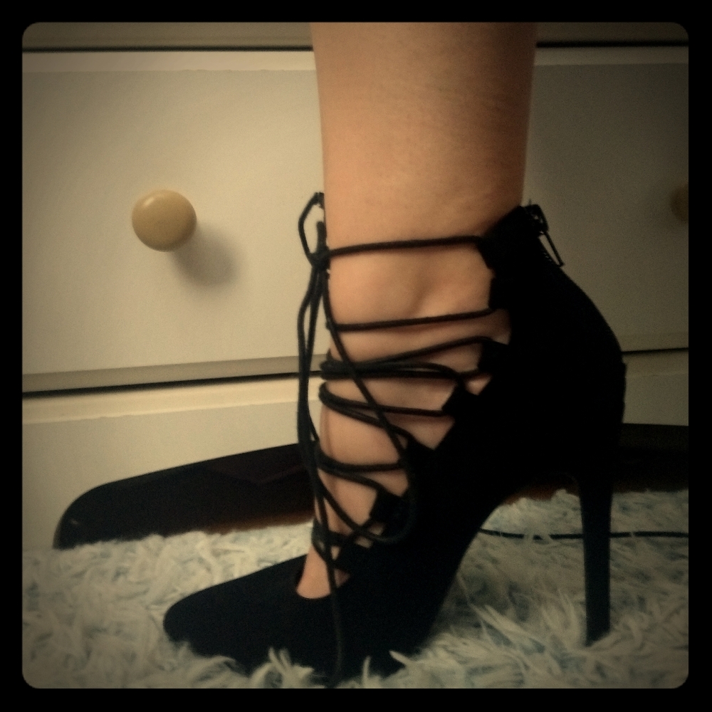 Charlotte Russe black lace up heels